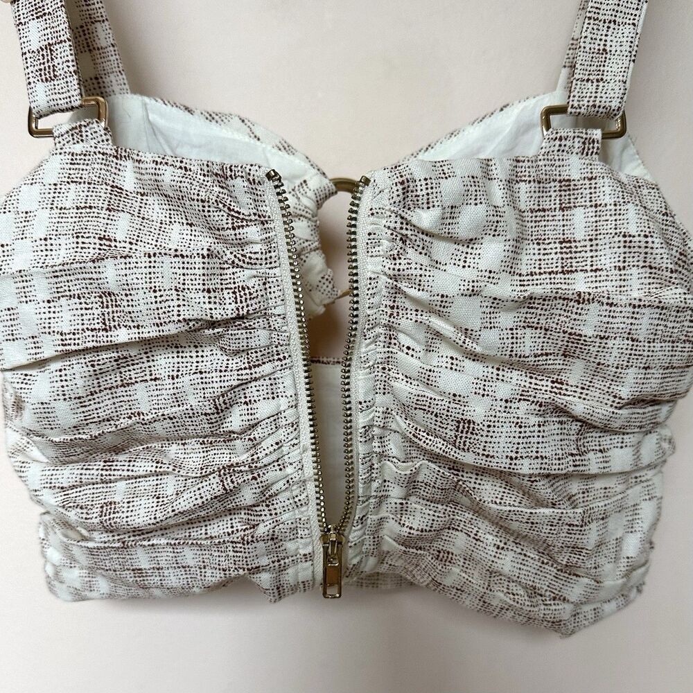 Anthropologie Mon Renn Crop Top Bustier XS 6 Ruched Keyhole Preppy Cottage Boho - Picture 6 of 7